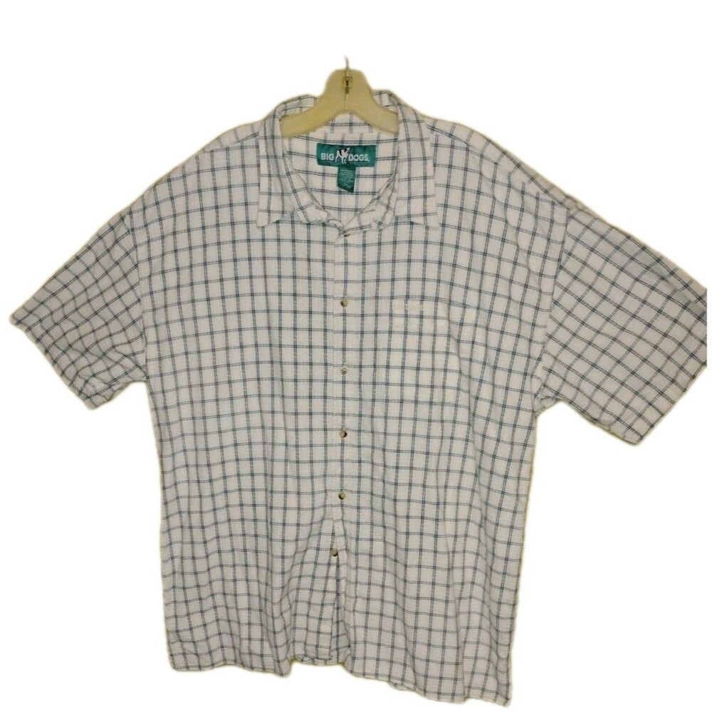 Big Dogs VTG Short Sleeve Shirt Size 3XL Button Down Pocket Woven Plaid EUC